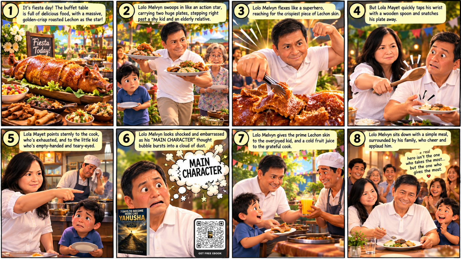 Lolo Melvyn getting interrupted by Lola Mayet at a fiesta buffet while suffering from Main Character Syndrome