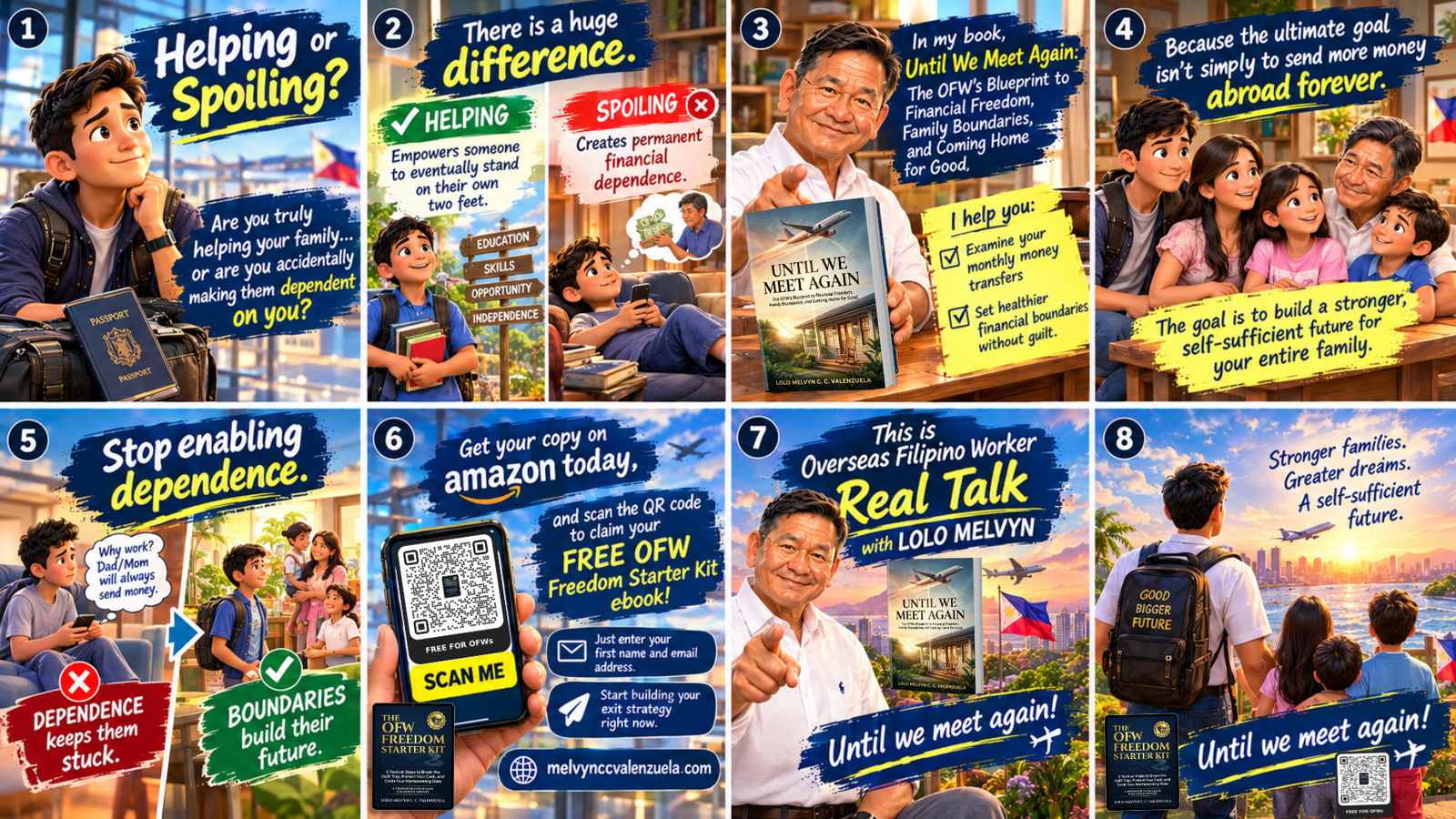 Helping Or Spoiling illustration showing OFW financial boundaries and family empowerment by Lolo Melvyn
