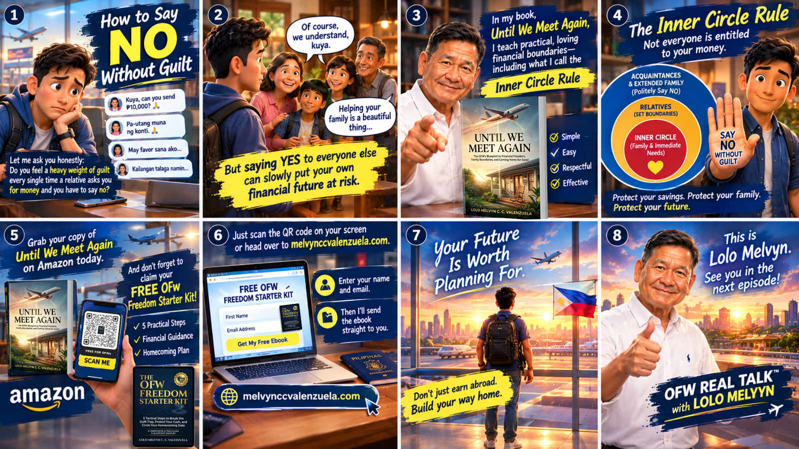 How To Say No Without Guilt illustration showing OFW financial boundaries and the Inner Circle Rule by Lolo Melvyn
